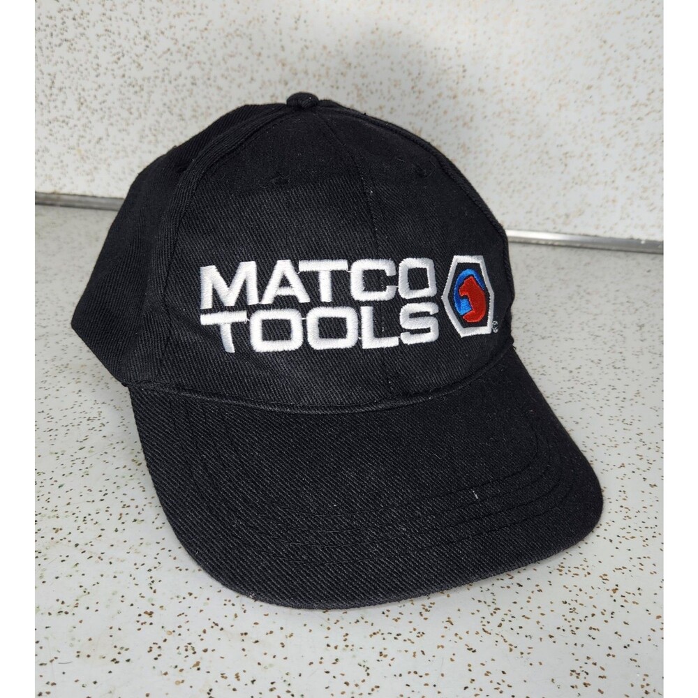Vtg MATCO Tools Service Trust Results Black Adjustable Strap Back Hat Cap Adults